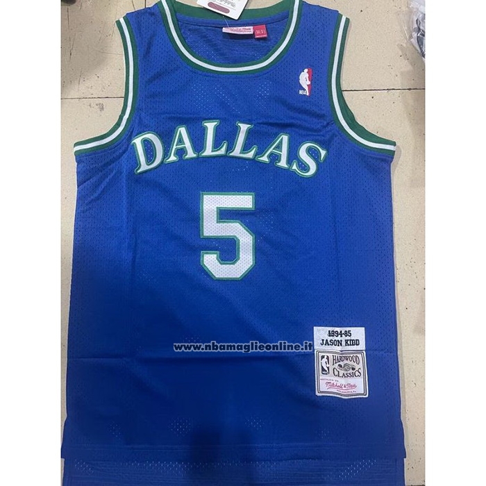 Maglia Dallas Mavericks Jason Kidd #5 Mitchell & Ness 1994-95 Blu